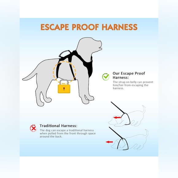 Escape Proof Dog Harness Adjustable No Pull with Lift Handle Leash clip(NWT)med - Picture 4 of 6